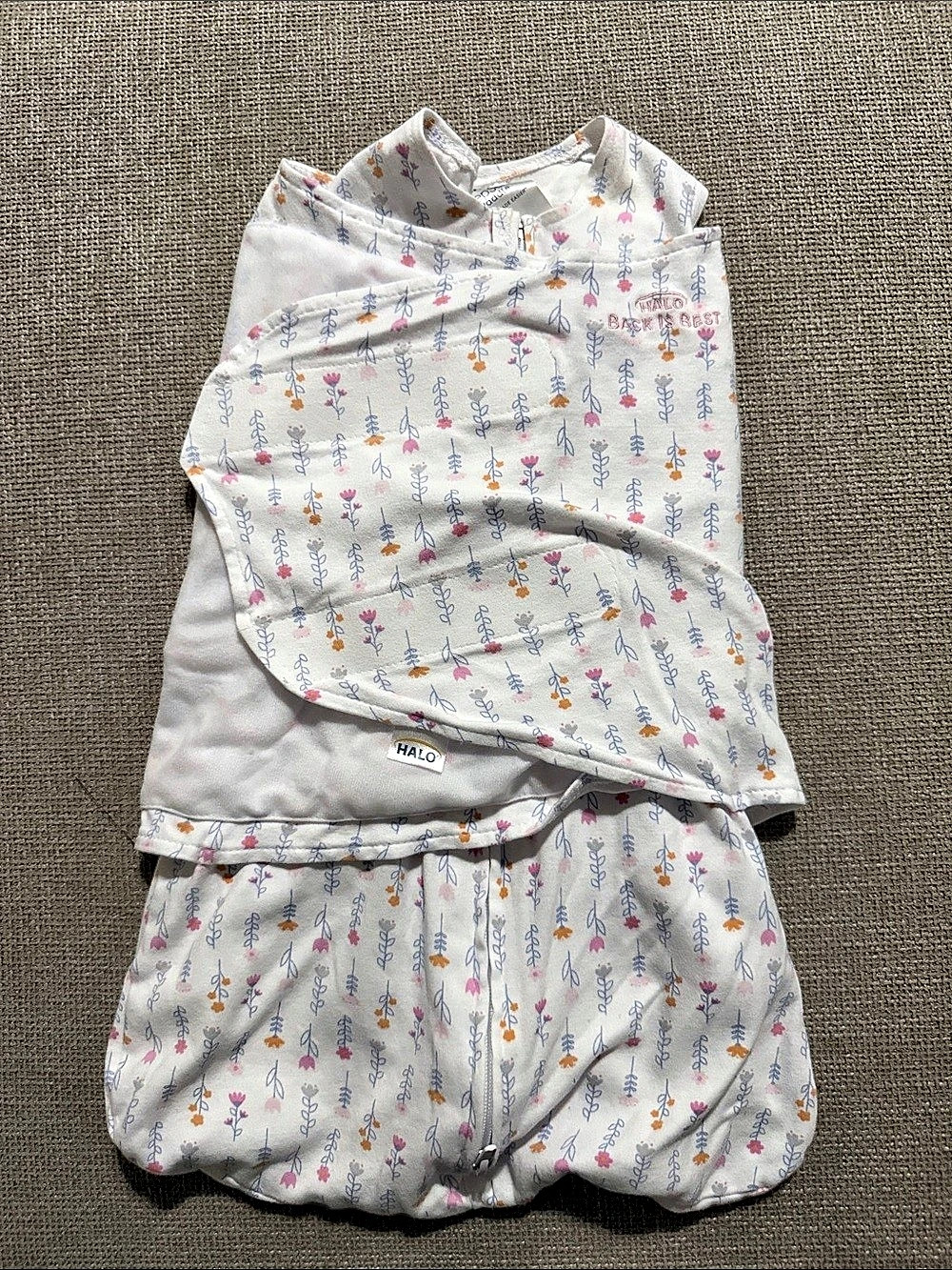 HALO SleepSack Swaddle Floral White & Pink Newborn
